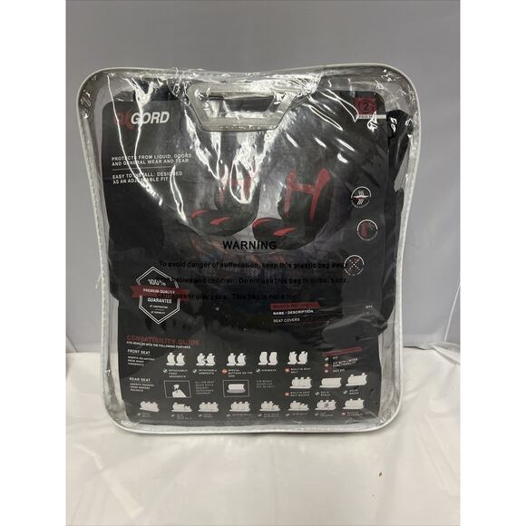 Seat Cover Complete Set for Car Truck SUV Van -Flat Poly Cloth Fabric- 2 PC Red - Picture 5 of 7